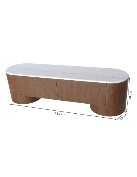 Mobile TV COLETTE con misure indicate 180 × 50 × 50 cm.