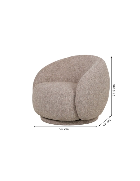 Fauteuil HORTENSE avec dimensions 96x87x73,5 cm indiquées
