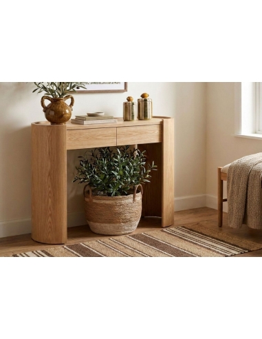 SOREN console styled as a warm hallway accent