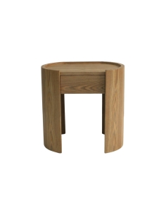 Table de chevet SOREN en placage de frêne clair, vue de face.