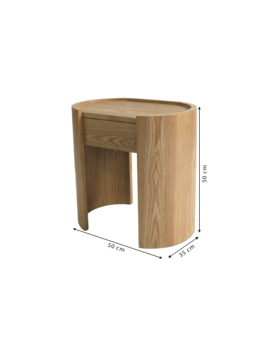 SOREN bedside table with annotated 50×35×50 cm dimensions.