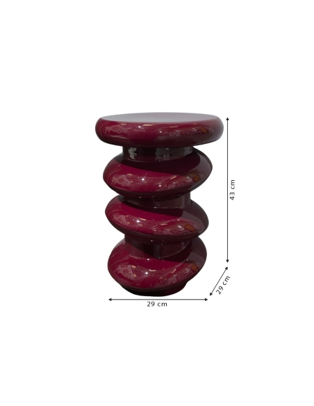 LIOR burgundy stool with annotated 29 x 29 x 43 cm dimensions