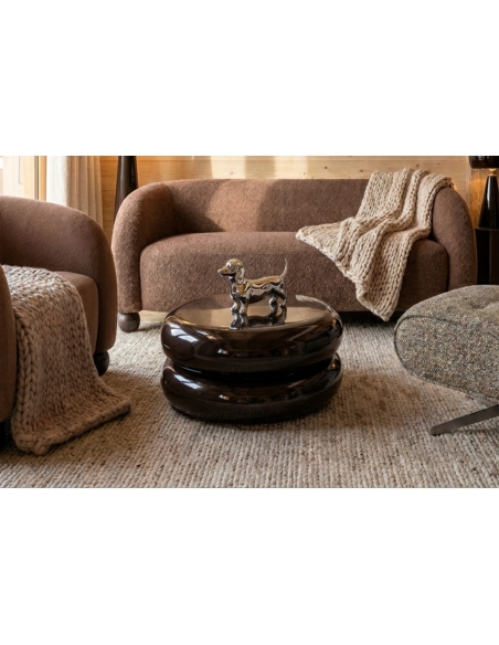 Mesa de centro KAÏA marrón chocolate en salón acogedor