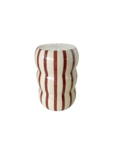 Tabouret CASTILLE rayé beige et bordeaux en vue isolée