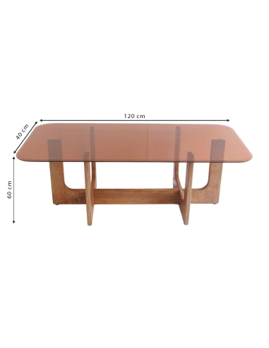 LAZARE coffee table with annotated 120 x 40 x 60 cm dimensions