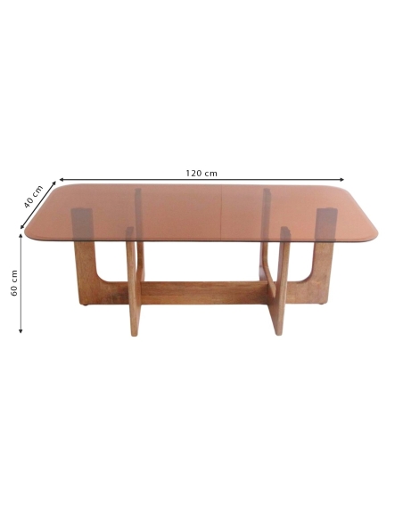 Table basse LAZARE avec dimensions 120 x 40 x 60 cm indiquées