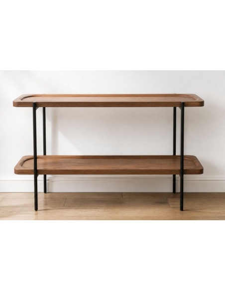 Étagère BILLY utilisée comme console contre un mur