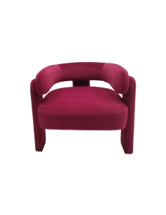 Fauteuil ARIA bordeaux en velours polyester vu de face
