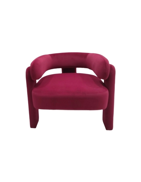 ARIA fauteuil in bordeaux met polyester fluweel-look, vooraanzicht