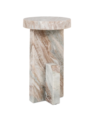 Sion blush beige Toronto marble side table, front view