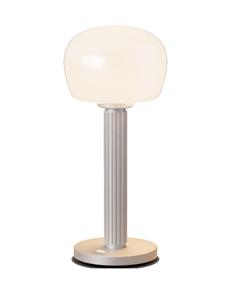 VENDOME matt silver table lamp cutout with white glass shade