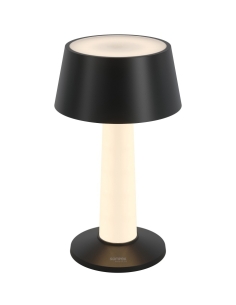 Lampe LULU noire détourée, abat-jour conique et fût lumineux