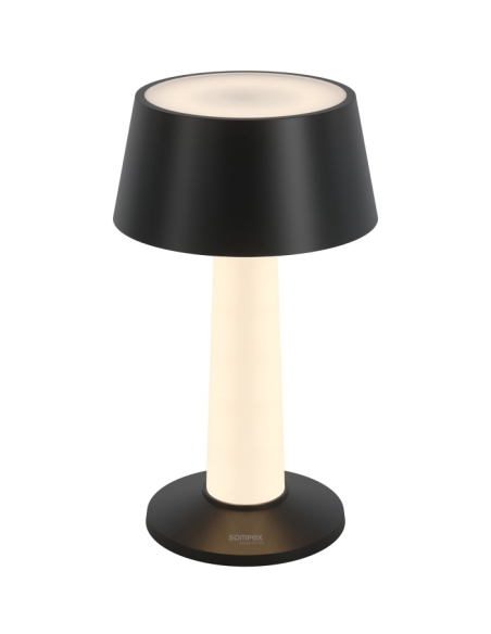 Lampe LULU noire détourée, abat-jour conique et fût lumineux