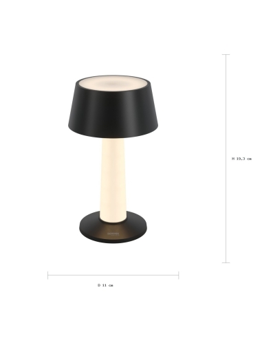 Dimensiones LULU negra: altura 19,3 cm y diámetro 11 cm