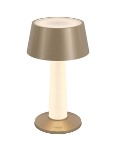Lampe LULU champagne métallisé détourée, abat-jour conique et fût lumineux