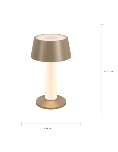 Dimensions LULU champagne métallisé : hauteur 19,3 cm, diamètre 11 cm