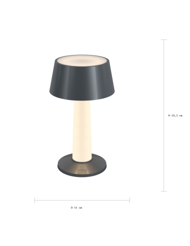 Maße der LULU graphit metallic: Höhe 19,3 cm, Durchmesser 11 cm
