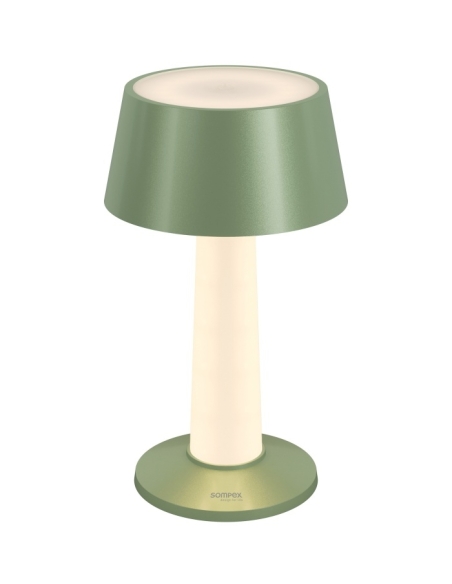 Sompex LULU grün metallic freigestellt mit konischem Schirm