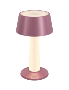 Lampe LULU rose métallisé détourée, abat-jour conique et fût lumineux