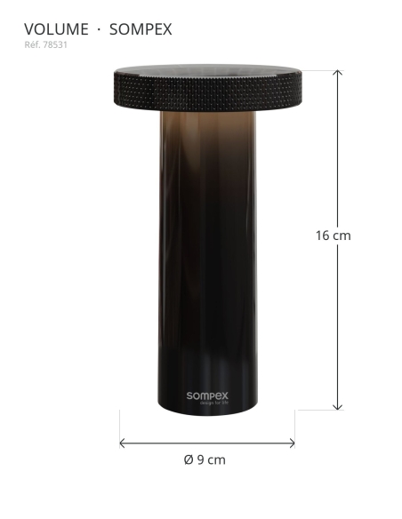 VOLUME Sompex 78531 : altura 16 cm, diâmetro 9 cm