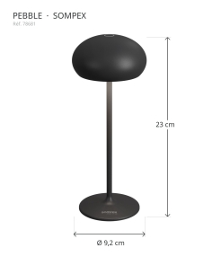 PEBBLE preto Sompex – vista isolada 2