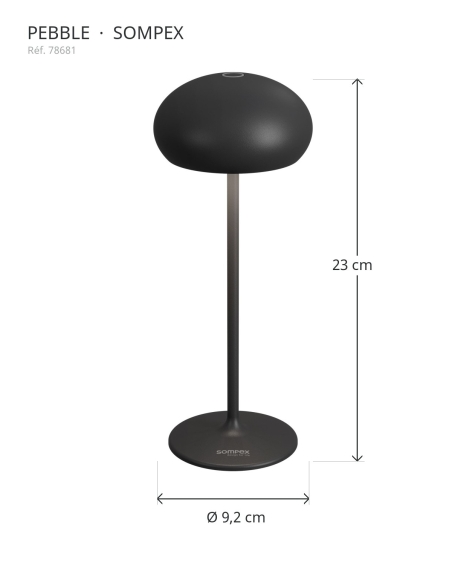 PEBBLE Sompex 78681 : altura 23 cm, diâmetro 9,2 cm