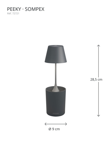PEEKY anthracite Sompex – dimensions