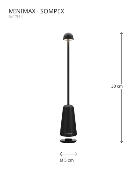 MINIMAX negra Sompex – dimensiones