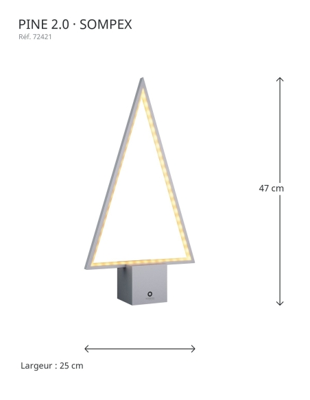 PINE 2.0 plateada Sompex – dimensiones