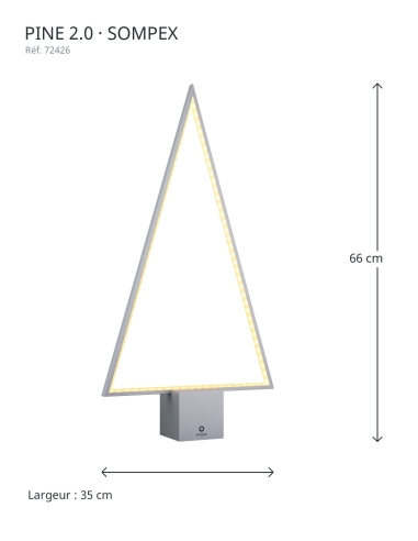 PINE 2.0 plateada Sompex – dimensiones