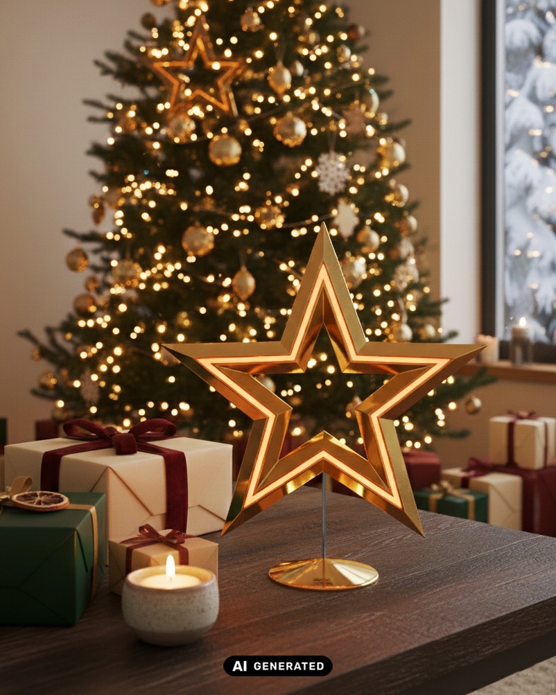 FREESTAR aufladbarer Leuchtstern gold Sompex