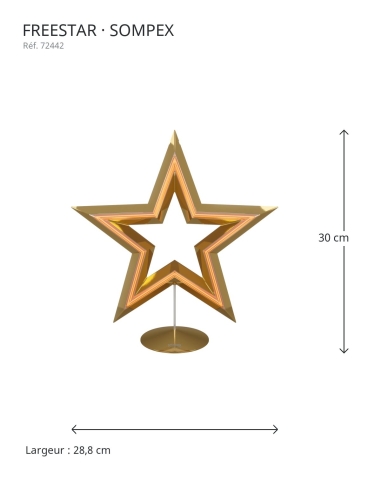 FREESTAR dourada Sompex – dimensões
