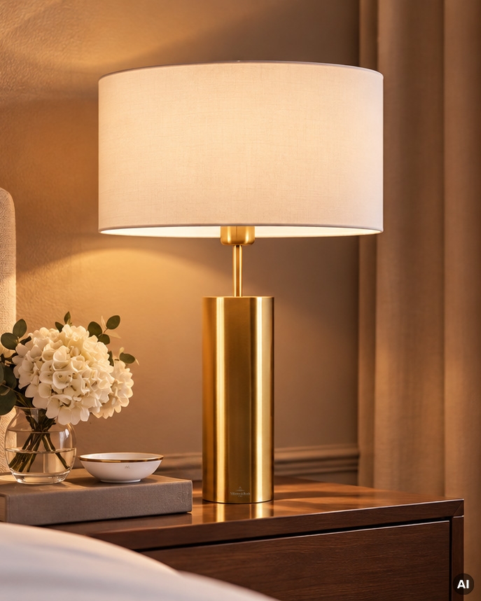 PRAG lampada da tavolo a base rotonda oro spazzolato Villeroy & Boch