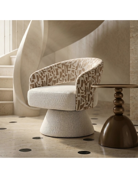 Armchair IXIA 616825, cream and beige — shown in an interior