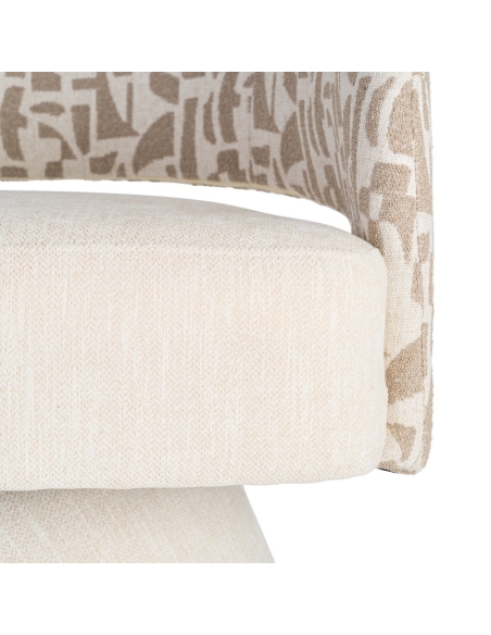 Poltrona IXIA 616825, creme e bege — junção entre assento e encosto