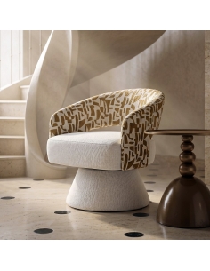 Sillón IXIA 616826, crema y ocre — vista aislada de tres cuartos 2