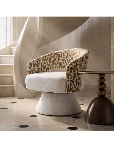 Fauteuil IXIA 616826, crème et ocre — mise en situation dans un intérieur