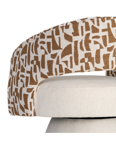 Fauteuil IXIA 616826, crème et ocre — détail intérieur du dossier et de l’accoudoir
