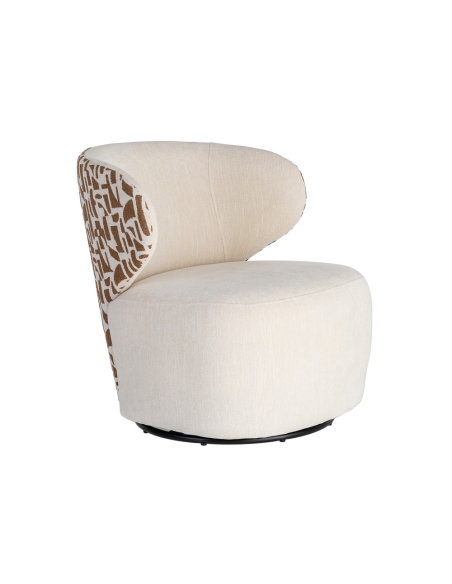 Fauteuil IXIA 616828, crème et ocre — vue détourée de trois quarts