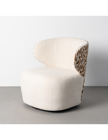 Fauteuil IXIA 616828, crème et ocre — vue studio sur fond neutre