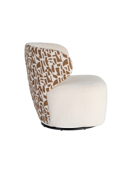 Sillón IXIA 616828, crema y ocre — vista trasera de tres cuartos
