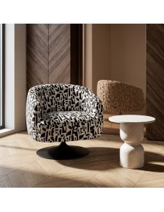 Fauteuil IXIA 616830, noir et blanc — vue détourée de trois quarts 2