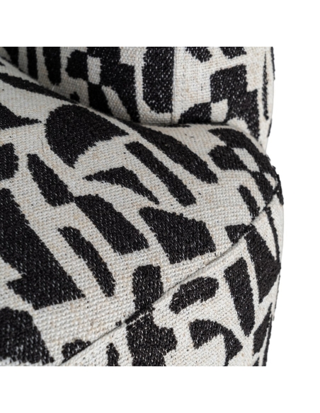 Sillón IXIA 616830, negro y blanco — detalle del tejido y costura del asiento