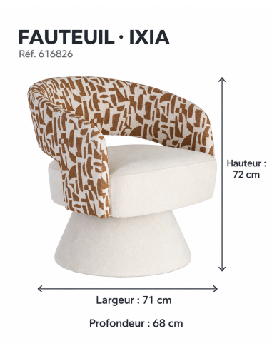Fauteuil IXIA 616826 — afmetingen : B 71 × D 68 × H 72 cm