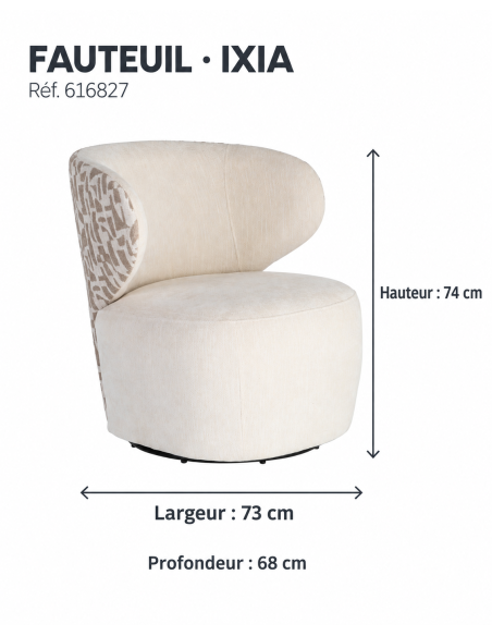 Armchair IXIA 616827 — dimensions : W 73 × D 68 × H 74 cm