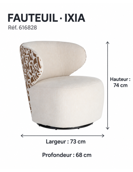 Poltrona IXIA 616828 — medidas : largura 73 × profundidade 68 × altura 74 cm