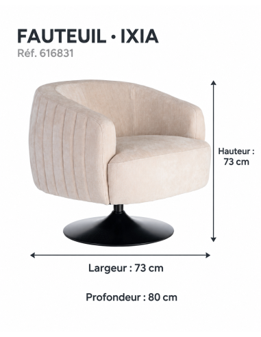 Sillón IXIA 616831 — medidas : ancho 73 × fondo 80 × alto 73 cm