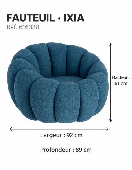 Sessel IXIA 616338 — Maße : B 92 × T 89 × H 61 cm