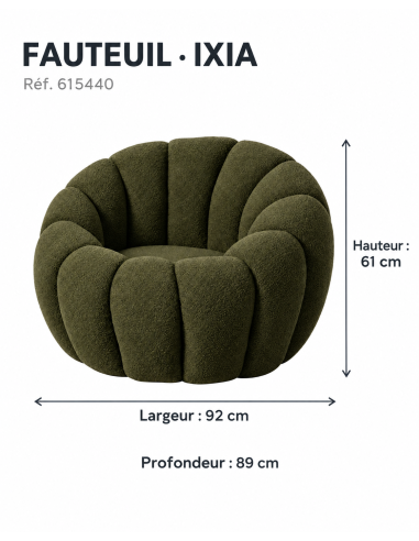 Sillón IXIA 615440 — medidas : ancho 92 × fondo 89 × alto 61 cm