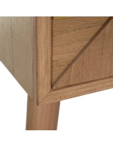 Konsole PAULONIA Naturholz mit Schublade und Fach IXIA — Detail der Kante